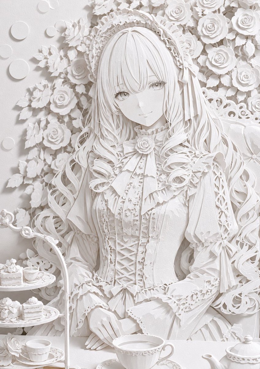 Realistic White Paper Craft Style Conversion-MeigenAIGallery